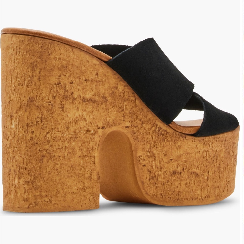 Steve Madden Black Saffron Suede Chunky Platform Sandal Various Sizes - Picture 5 of 15